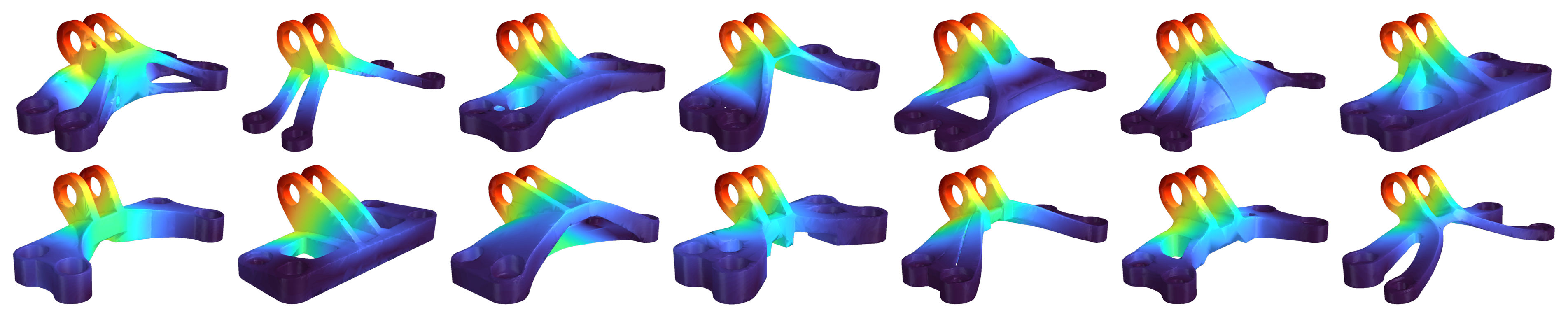 DeepJEB++ generated brackets — displacement fields